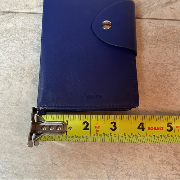 Lodis Royal Blue Leather Bifold Wallet Wristlet Clutch Removable Strap - Picture 8 of 9